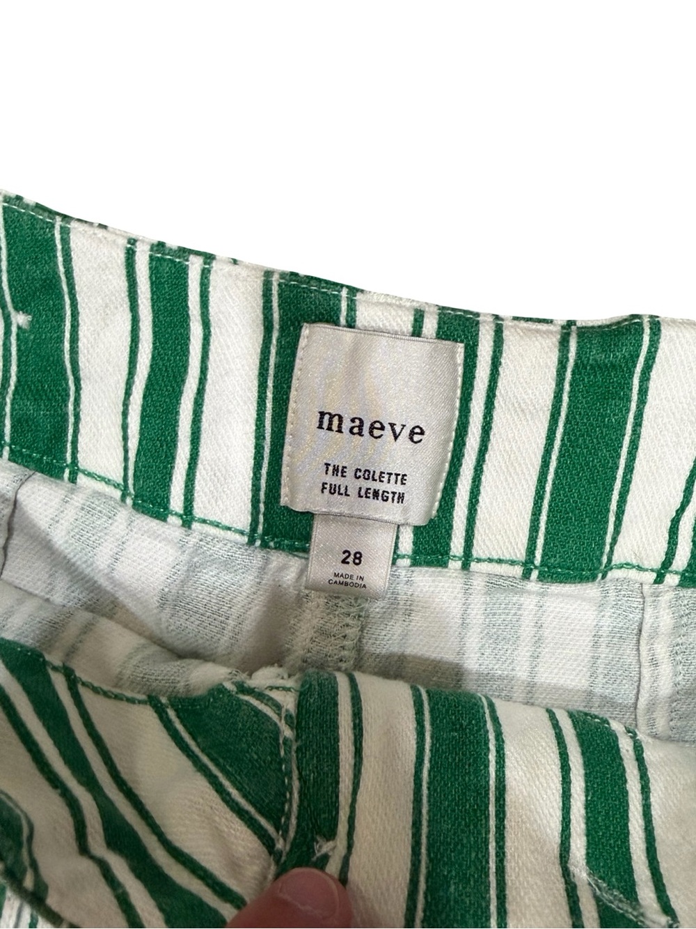 ๐ฟ Maeve Anthropologie The Colette Striped Wide-Leg Pants Green White Size 28 - Picture 8 of 14